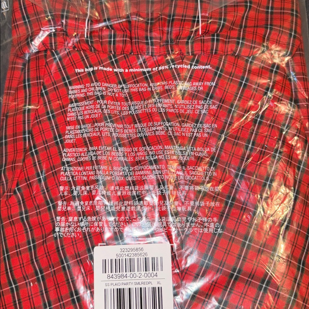 Old Navy Red Plaid Fit Flair Puff Sleeve Dress - Picture 5 of 6